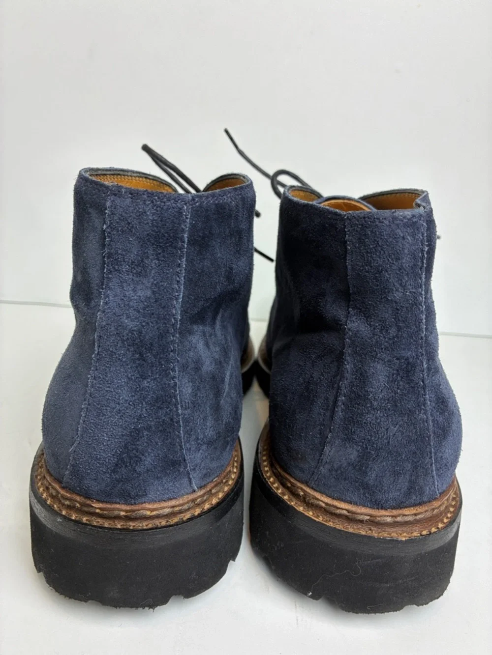 BONTONI Visionario Men’s Navy Blue Suede Monk Boot 9.5 Italian Luxury Designer